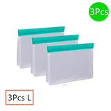 HULIANFU Reusable PEVA Food Bag Freezer Stand Up Food Storage Bag Silicone Bag Leakproof Top Kitchen Organizer Fresh Shut Bags BPA Free