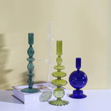 HULIANFU Nordic Glass candle holders romantic Dinner home decoration candlestick for birthday wending candle holder wax portavelas decor