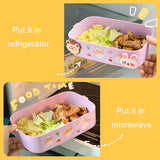 HULIANFU Kawaii Portable Lunch Box For Girls School Kids Plastic Picnic Bento Box Microwave Food Box With Compartments Storage Containers