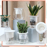 HULIANFU Self Watering Planter Pots Mini Round Design Succulent Plant Pot Indoor Home Garden Modern Decorative Pot Garden Supplies FU
