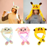 HULIANFU Lovely Luminous/no light Plush Rabbit Hat Funny Play Toy Up Down Moving Bunny Ears Toy Hat Girlfriend Children Gifts