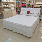 HULIANFU Pleated Bed Skirt Single and Double Dustproof  Cover Surrounding ding Plain Elastic Band  Apron