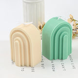 HULIANFU New Art Geometric Rainbow Arch Candle Silicone Mold 3D Handmade Craft Aromatherapy Candle Soy Wax Mould Making Supplies