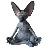 HULIANFU New Cat Figurine Sphynx Meditation Statue Yoga Animal Cat Meditate Art Sculpture Micro Decoration Garden Home Office Ornament
