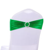 HULIANFU Wedding Spandex Chair Sash Hot Sale Shiny Metallic Lycra Bands Ribbon With Round Buckle Birthday Party Hotel Decoration