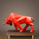 HULIANFU Resin Bull Sculpture Bull Statue Animal Nordic Decoration Home Decor Tabletop Statues Bulls Figurines Office Cabinet Bookshelf