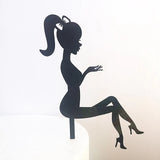 HULIANFU New High Heels Lady Happy Birthday Acrylic Cake Topper Wedding Girls Cake Toppers for 16 18 21 Birthday Party Cake Decorations