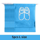 HULIANFU Shoes Storage Bag Closet Organizer Non-woven Travel Portable Bag Waterproof Pocket Clothing Classified Hanging Bag 5pcs L size