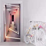 HULIANFU  Self-Adhesive Door Sticker 3D Stereo Gallery Light Space Expansion Wallpaper Modern Creative Living Room Bedroom 3D Door Poster