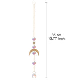 HULIANFU Metallic Hoop Moon Suncatcher Ornament Wind Chimes Crystal Prisms Hanging Rainbow Chaser Window Curtains Pendant Home Decor Gift