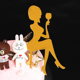 HULIANFU New High Heels Lady Happy Birthday Acrylic Cake Topper Wedding Girls Cake Toppers for 16 18 21 Birthday Party Cake Decorations