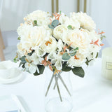 HULIANFU 2023 Beautiful Hydrangea Roses Artificial Flowers for Home Wedding Decorations High Quality Autumn Bouquet Mousse Peony Fake Flower