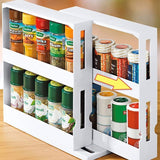 HULIANFU Rotating Storage Rack Kitchen Organizer Spice Storage Rack Cabinet Holder Multifunctional Makeup Storage Bathroom Trolley