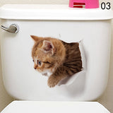 HULIANFU Toilet Stickers 3D Cat Vivid Wall Sticker  Fashion Lovely Animal Pvc Waterproof Decal For Bathroom Toilet Kicthen Decorative