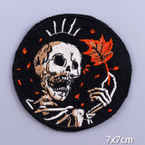 HULIANFU Patches On Clothes Stickers Hippie Rock Stripes Embroidered Patches For Clothing Iron On Patch Skull Biker Stripes for Jackets