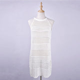 Sexy Beach Wear Cover Up Sleeveless Hollow Dress Crochet Knitted Woman Swimwear Bikini Cover Up Hand Made Beach Dresses