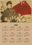 HULIANFU Russian Version Kraft Paper Posters of The Soviet Union CCCP USSR President Stalin Marx Lenin  Calendar Sticker Home Decor