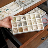 HULIANFU Velvet Jewelry Display Tray Case Hot Sales Stackable Exquisite Jewellery Holder Portable Ring Earrings Necklace Organizer Box