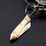 HULIANFU Mini Pocket Knife Folding Brass Keychain Pendant Cleaver Blade Cutter Tool Gift