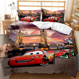 HULIANFU Red Lightning Mcqueen Duvet Cover Set Queen Car Comforter Cover Cool Car Style Quilt Cover Kids Room Teen Bed Decor Bedding set