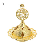HULIANFU Luxury Hollow Buddhism Golden Home Decor Arab Style Censer Holder Tower Incense Burners Metal Incense Burner