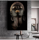 HULIANFU Wall Art Picture for living room Contemplator Black African Woman Oil Painting on Canvas Posters and Prints Scandinavian