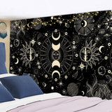 HULIANFU White Black Sun Moon Mandala Starry Sky Tapestry Wall Hanging Bohemian Gypsy Psychedelic Tapiz Witchcraft Astrology Tapestry