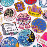 HULIANFU Van Gogh Embroidered Patches on Clothes DIY Cartoon Wave Applique Clothing Thermoadhesive Patches for Clothing DIY
