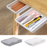 HULIANFU Self Stick Pencil Tray Desk Table Storage Drawer Organizer Box Under Desk Stand Self-adhesive under-drawer storage box