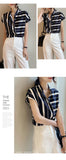 hulianfu Summer Women Casual Striped Shirt Office Lady Short Sleeve Fashion Chiffon Shirt Top Female Blouse