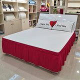 HULIANFU Pleated Bed Skirt Single and Double Dustproof  Cover Surrounding ding Plain Elastic Band  Apron