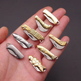 HULIANFU Mini Pocket Knife Folding Brass Keychain Pendant Cleaver Blade Cutter Tool Gift