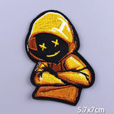 HULIANFU Patches On Clothes Stickers Hippie Rock Stripes Embroidered Patches For Clothing Iron On Patch Skull Biker Stripes for Jackets