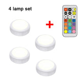 HULIANFU RGB Puck LED Light Remote Control Night Lamp Battery Powered Dimmable Multicolor Lamp for Kitchen Under Cabinet Closet Stairs