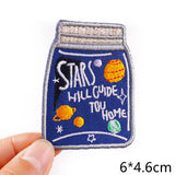 HULIANFU Van Gogh Embroidered Patches on Clothes DIY Cartoon Wave Applique Clothing Thermoadhesive Patches for Clothing DIY