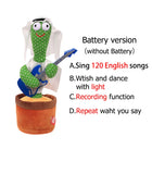 HULIANFU New Electronic Dancing Cactus Singing Dancing Decoration Gift for Kids Funny Early Education Toys Knitted Fabric Plush Toys