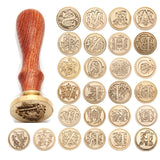 HULIANFU Retro Wood Stamp Classic 26 Letter A-z Alphabet Initial Sealing Wax Seal Stamp Ancient Seal Post Decorative Antique Stamp Gifts