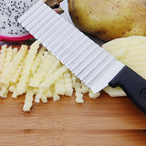HULIANFU Stainless Steel Potato Chip Slicer Dough Vegetable Fruit Crinkle Wavy Slicer Knife Potato Cutter Chopper French Fry Maker Tools