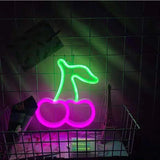 HULIANFU Night Ligh USB Powered Banana Cactus Pineapple Coconut Tree Love Popsicle Hello Rose Led Backplane Neon Lights for Bedroom Decor
