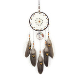 HULIANFU Mini Car Dream Catcher Beaded Natural Feathers Handcraft Chic Hanging Ornaments Mirror Room Bedroom Wall Decor