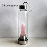 HULIANFU water bottle Drop Shipping Natural Crystal Point Healing Obelisk Wand Elixir Quartz Crystal Water Bottle To wand heals energy st