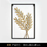 HULIANFU 2023 Nordic Metal Leaf Plant Wall Decor Wrought Iron Wall Hanging Non-perforated Wall Mural Living Room Bedroom Home Decoration Hot
