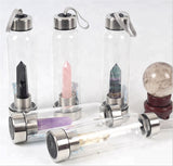 HULIANFU water bottle Drop Shipping Natural Crystal Point Healing Obelisk Wand Elixir Quartz Crystal Water Bottle To wand heals energy st