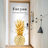 HULIANFU  Light Luxury Door Stickers Abstract  Poster Kitchen Door Stickers Pattern 3d Wallpaper Decoration Porte Home Decor EH50DS