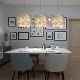 HULIANFU Mordern Feather Pendant Lamp E27 Lamp Holder Fairy Hanging Lamp Goose Feather Bedroom Dining Room Loft Chandelier Ceiling Light