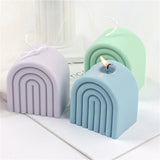 HULIANFU New Art Geometric Rainbow Arch Candle Silicone Mold 3D Handmade Craft Aromatherapy Candle Soy Wax Mould Making Supplies