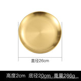HULIANFU Korean stainless steel thickened disc Golden Cafe Tray Fruit Plate Cake Plate Bone Dish Dish Dish Shallow Plate