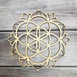 HULIANFU Tree of Life Wood Wall Hanging Laser Cut Wooden Wall Art Sacred Geometry Yoga Studio Unique Handmade Spiritual Gift Home Decor