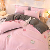 HULIANFU Orange Bedding Set Girls Boys Bed Linen Sheet Plaid Duvet Cover 240x220 Single Double Queen King Quilt Covers Sets Bedclothes