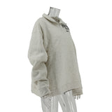 Luxury Thick Gray Zipper Letter Print Oversized winter warm Sweatshirt Women  Long Sleeve Pullovers Plus Size Elegant British